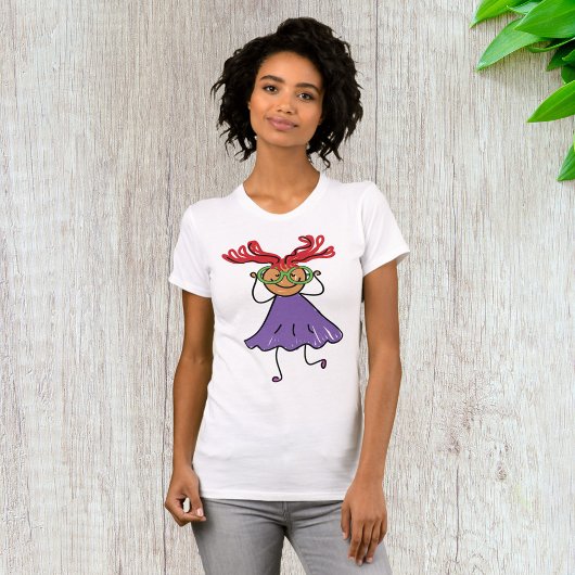 Meisje met grote glazen en haar T-shirt