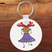 Meisje met grote glazen en haarSleutelhanger Sleutelhanger (Voorkant)