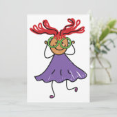 Meisje met grote glazen Paarse uitnodiging (Staand voorkant)