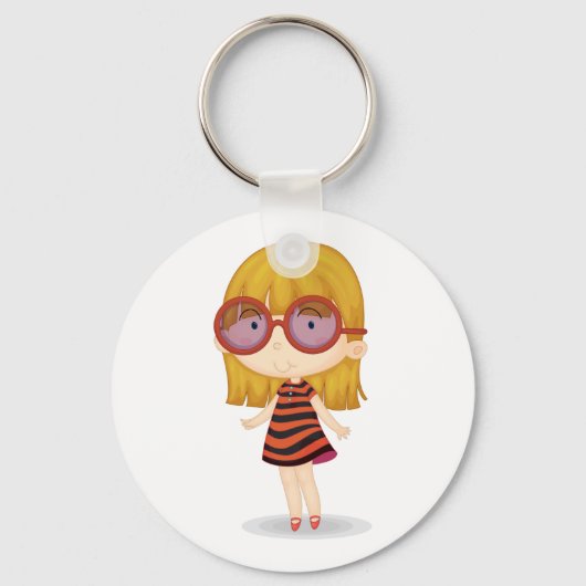 Meisje met grote glazen Sleutelhanger (Achterkant)