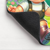 Meisje met grote ogen en groene kikker muismat (Hoek)