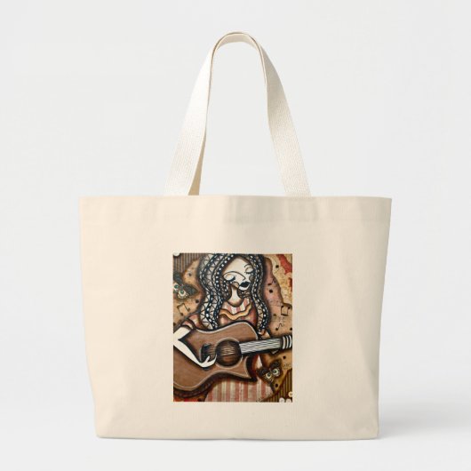 MEISJE MET GUITAR GROTE TOTE BAG (Voorkant)