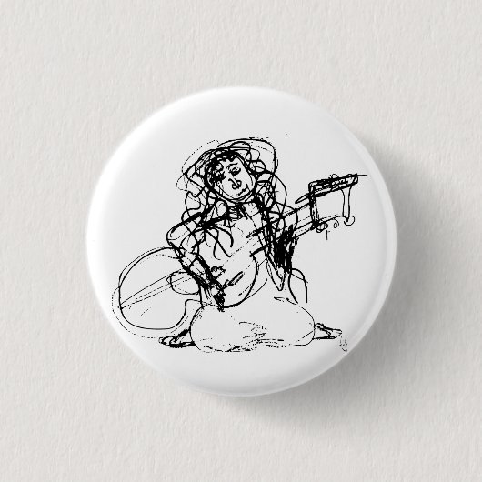 Meisje met Guitar Ronde Button 3,2 Cm (Voorkant)