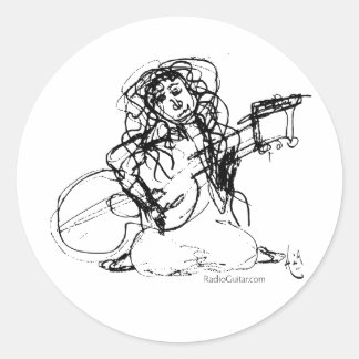 Meisje met Guitar Ronde Sticker