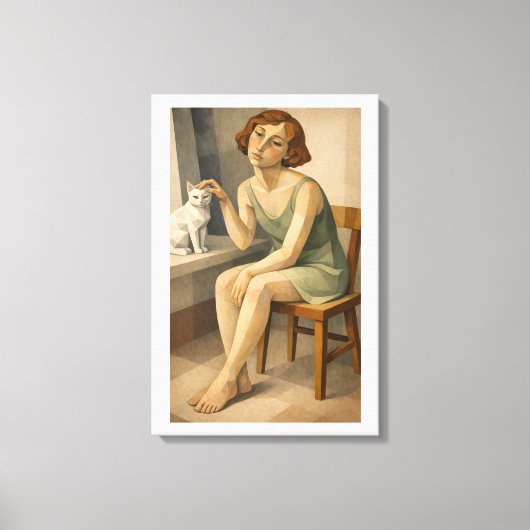MEISJE MET HAAR KAT CANVAS AFDRUK (Voorkant)