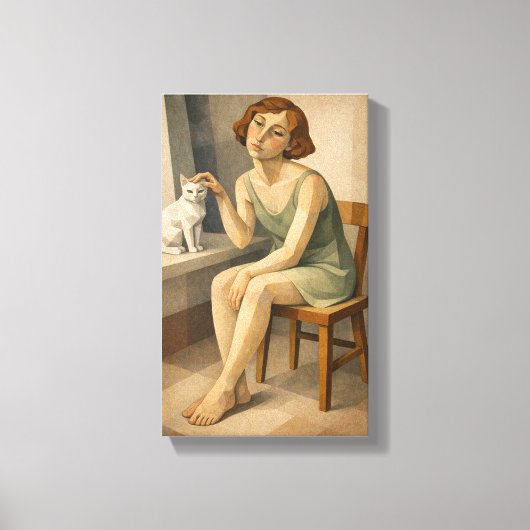 MEISJE MET HAAR KAT CANVAS AFDRUK (Voorkant)
