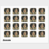 Meisje met haar ogen gesloten vierkante sticker (Vel)