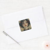 Meisje met haar ogen gesloten vierkante sticker (Envelop)