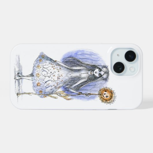 Meisje met Halloween Flower iPhone 15 Case (Achterkant horizontaal)
