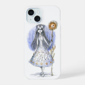 Meisje met Halloween Flower iPhone 15 Case (Achterkant)