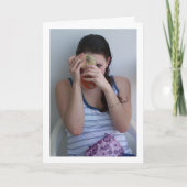 Meisje met handheld make-up spiegel portret kaart (Voorkant)