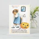 meisje met handschoen en pompoen kaart (Staand voorkant)