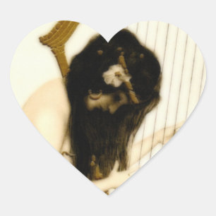 Meisje met Harp Hart Sticker
