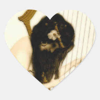 Meisje met Harp Hart Sticker