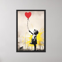 Meisje met Hart Ballon Ingelijste Canvas Wall Art