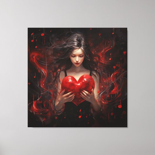 Meisje met hart canvas afdruk (Voorkant)