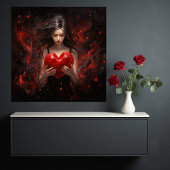 Meisje met hart canvas afdruk