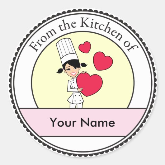 Meisje met hartenmotif - ronde sticker (Voorkant)