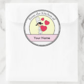 Meisje met hartenmotif - ronde sticker (Tas)