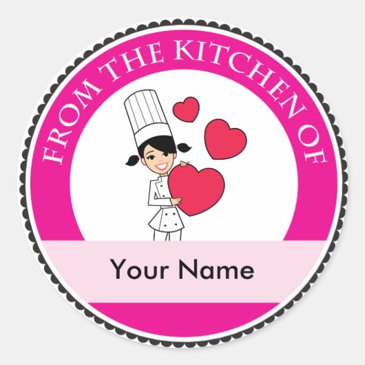 Meisje met hartenmotif - ronde sticker (Voorkant)