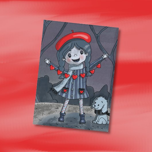 Meisje met hartslinger Valentijnsdag knop Button