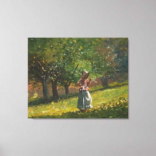 Meisje met Hay Rake Canvas Afdruk (Voorkant)