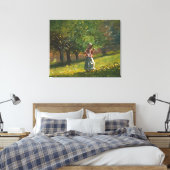 Meisje met Hay Rake Canvas Afdruk (Insitu (Slaapkamer))