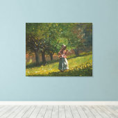 Meisje met Hay Rake Canvas Afdruk (Insitu (Houten vloer))
