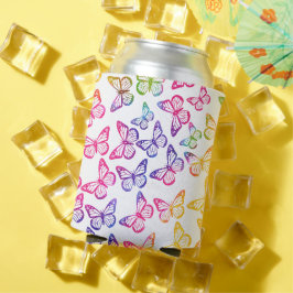  meisje met helder vlinderpatroonbeeld blikjeskoeler