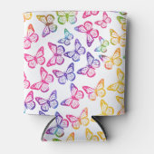 meisje met helder vlinderpatroonbeeld blikjeskoeler (Voorkant)