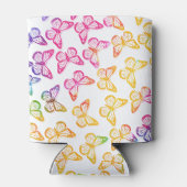 meisje met helder vlinderpatroonbeeld blikjeskoeler (Achterkant)