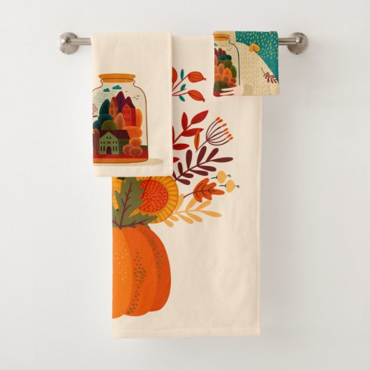 Meisje met Herfst Bomen in Jar Bad Handdoek (Insitu)