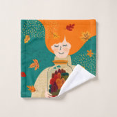 Meisje met Herfst Bomen in Jar Bad Handdoek (Wasdoekje)