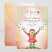 Meisje met herfstbladeren kaart (Voorkant / Achterkant)