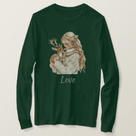 Meisje met herten Kerstmis T-shirt