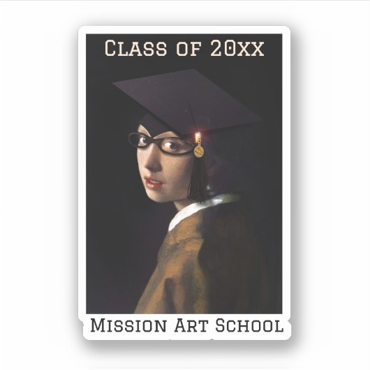 Meisje met het Afstuderen Glasbril Sticker (Voorkant)