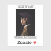 Meisje met het Afstuderen Glasbril Sticker (Vel)