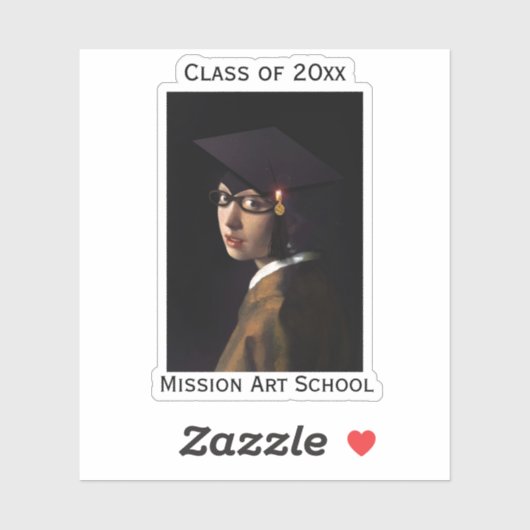 Meisje met het Afstuderen Glasbril Sticker (Vel)