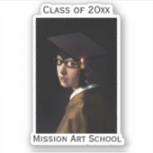 Meisje met het Afstuderen Glasbril Sticker (Voorkant)