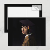 Meisje met het Afstuderen Pet (Pareloorring) Aankondigingskaart (Voorkant / Achterkant)