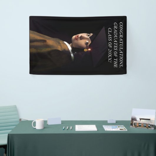 Meisje met het Afstuderen Pet Spandoek (Beurs)