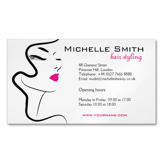 Meisje met het golvende brandmerkende pictogram visitekaartje magneet (Voorkant)