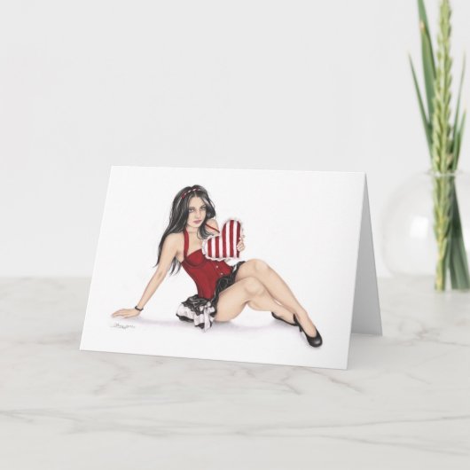 Meisje met het hart Valentijn Wenskaart Feestdagen Kaart (Voorkant)