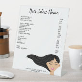 Meisje met het menu Lange zwarte haarstaartkast Reclamebord Met Voetstuk (Insitu)