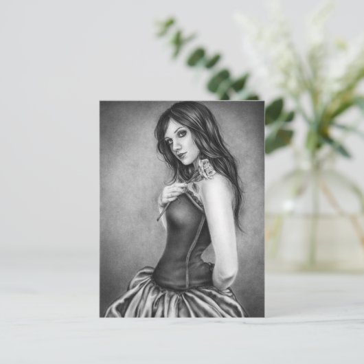 Meisje met het roos Briefkaart (Staand voorkant)