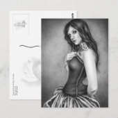 Meisje met het roos Briefkaart (Voorkant / Achterkant)