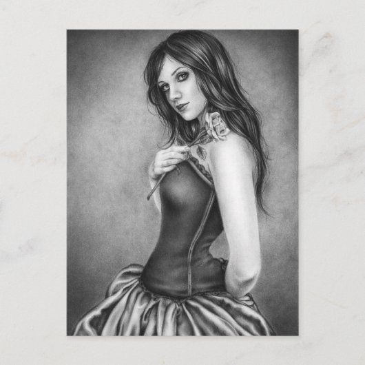 Meisje met het roos Briefkaart (Voorkant)