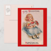 Meisje met het Vintage Briefkaart Valentin van (Voorkant / Achterkant)