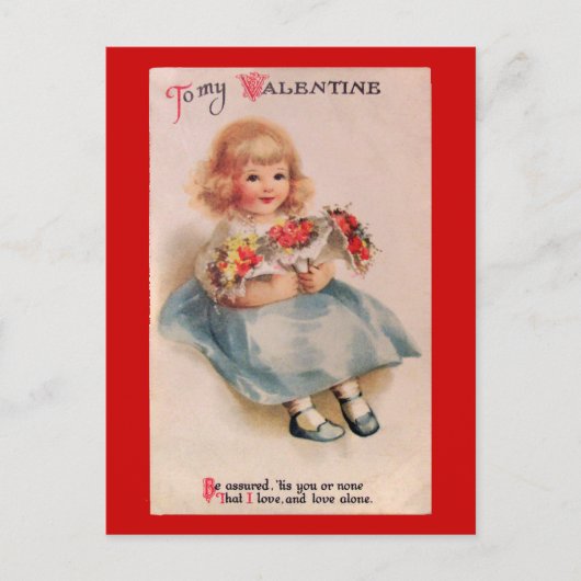 Meisje met het Vintage Briefkaart Valentin van (Voorkant)