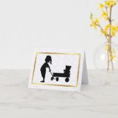 Meisje met het Wenskaart Teddy Bear Silhouette Kaart (Gele Bloem)